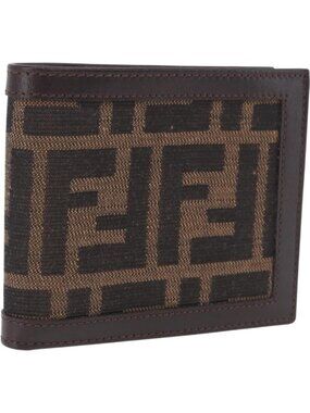 FENDI Zucca Canvas Bifold Wallet Black Brown